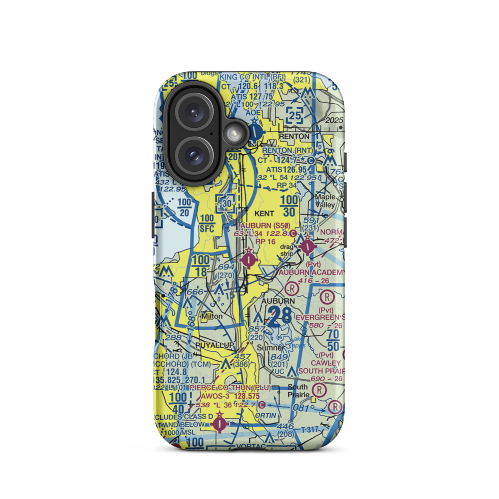 Auburn Municipal Airport (S50) VFR Sectional  Tough iPhone Case iPhone 16 model shown