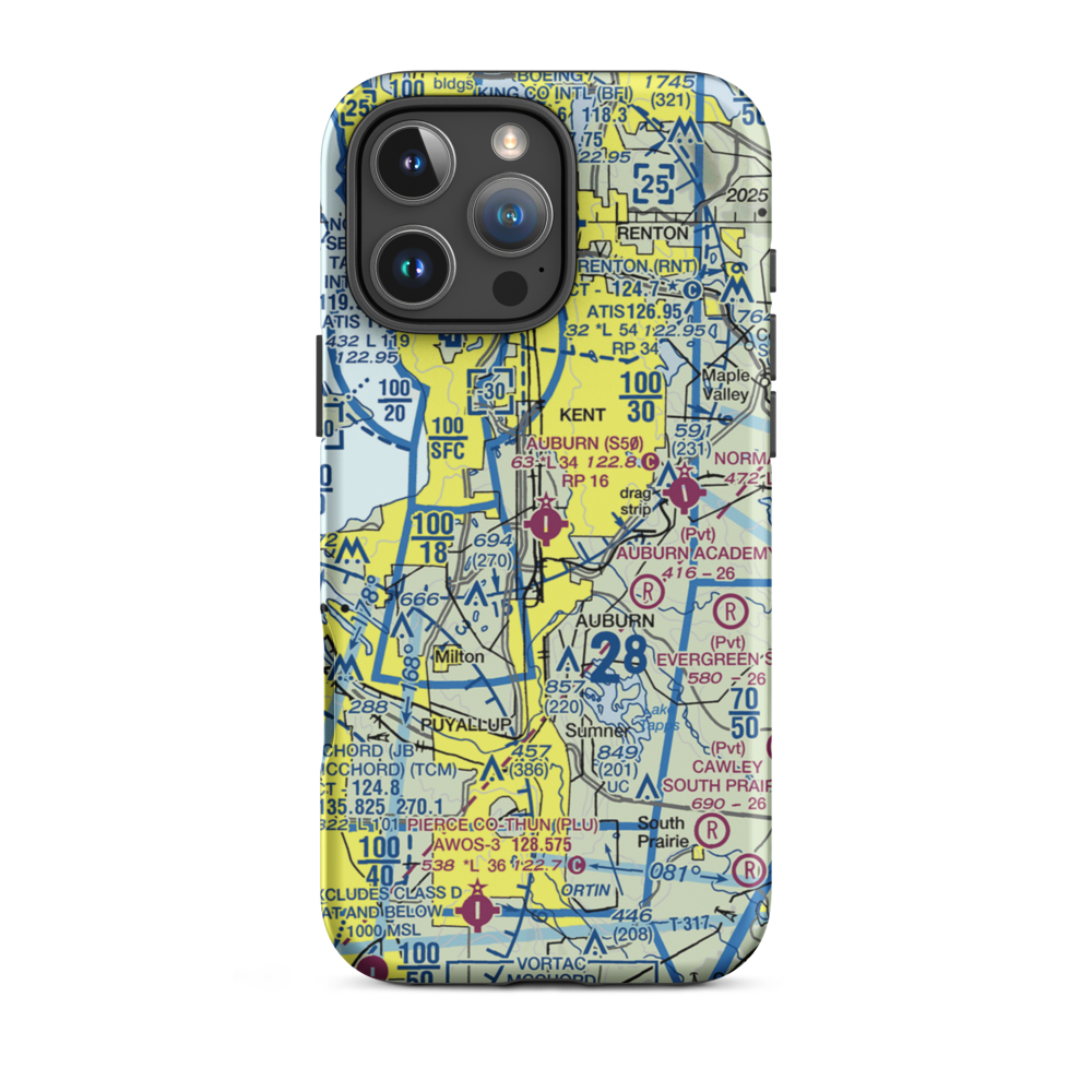 Auburn Municipal Airport (S50) VFR Sectional  Tough iPhone Case iPhone 16 Pro Max model shown