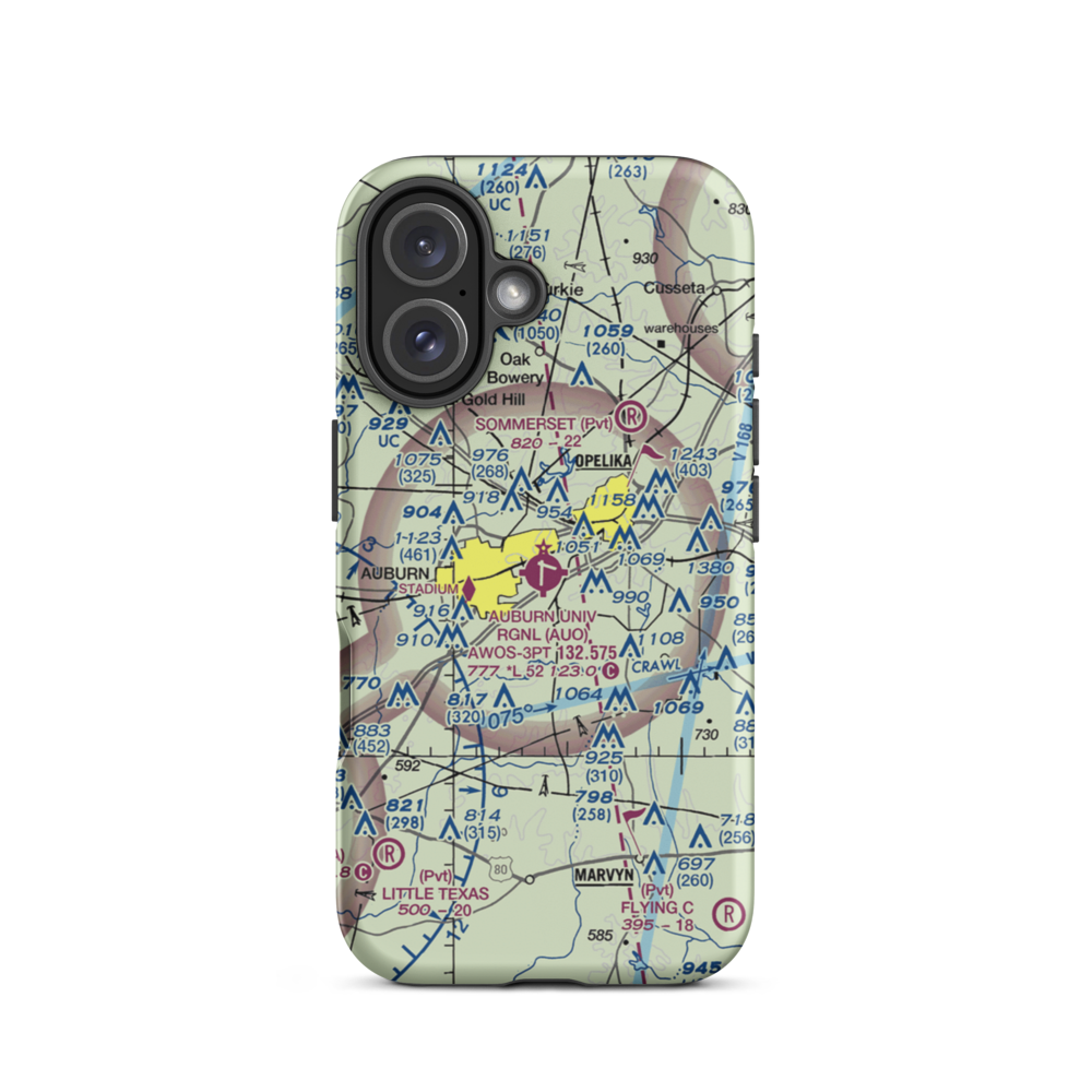 Auburn University Regional Airport (AUO) VFR Sectional  Tough iPhone Case iPhone 16 model shown
