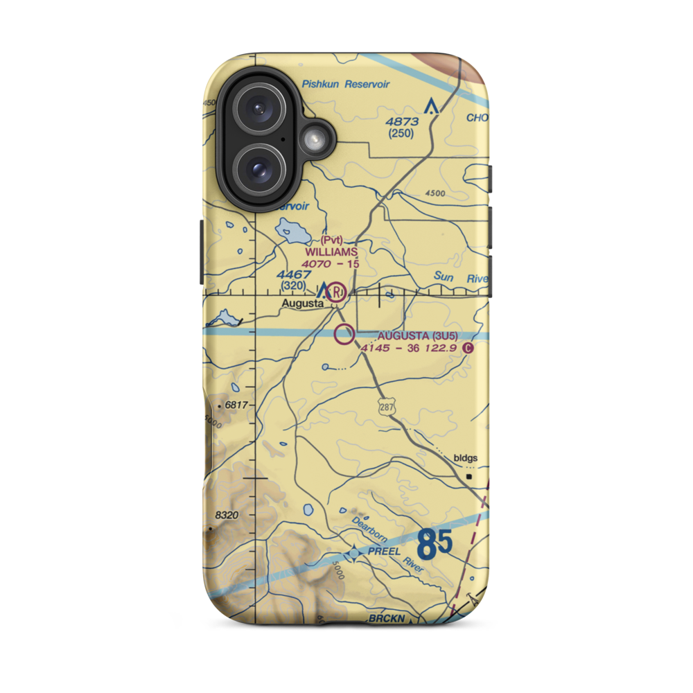 Augusta Airport (3U5) VFR Sectional  Tough iPhone Case iPhone 16 Plus model shown