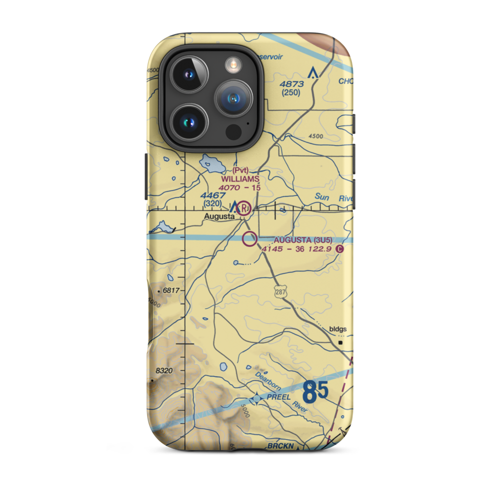 Augusta Airport (3U5) VFR Sectional  Tough iPhone Case iPhone 16 Pro Max model shown