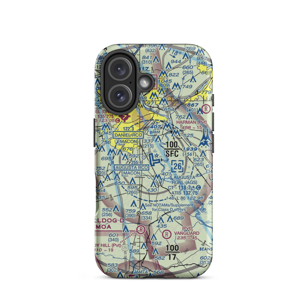 Augusta Regional At Bush Field (AGS) VFR Sectional  Tough iPhone Case iPhone 16 model shown