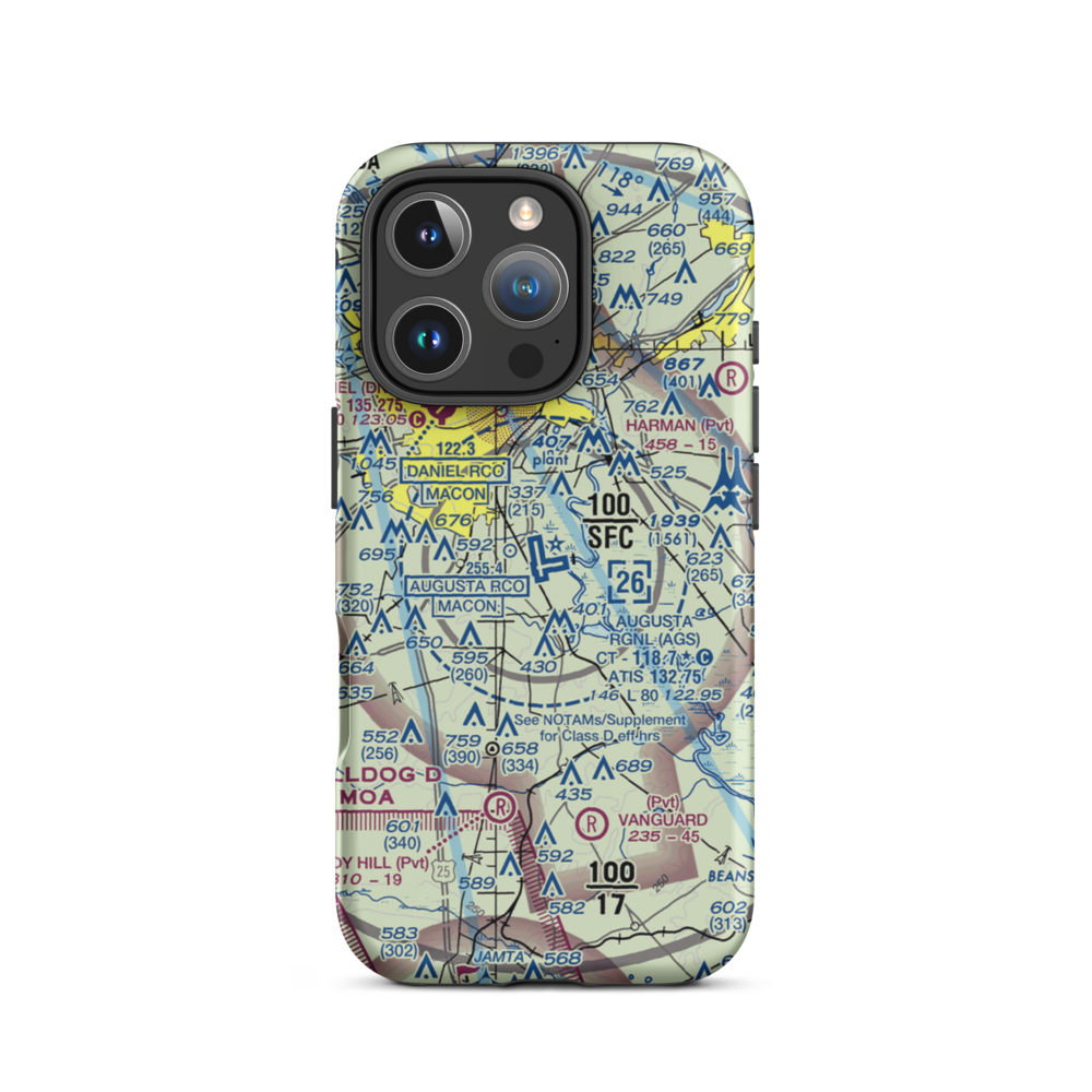 Augusta Regional At Bush Field (AGS) VFR Sectional  Tough iPhone Case iPhone 16 Pro model shown