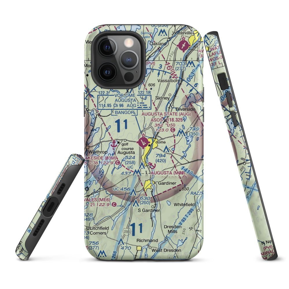 Augusta State Airport (AUG) VFR Sectional  Tough iPhone Case iPhone 12 Pro Max model shown
