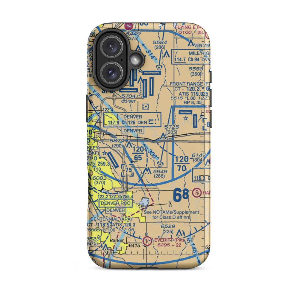 Aurora Airpark (01V) VFR Sectional  Tough iPhone Case iPhone 16 Plus model shown