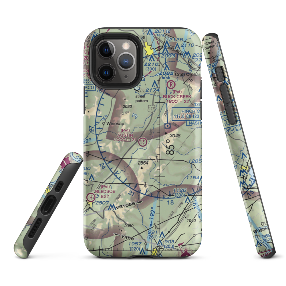 Austin Field (TN66) VFR Sectional  Tough iPhone Case iPhone 11 Pro model shown