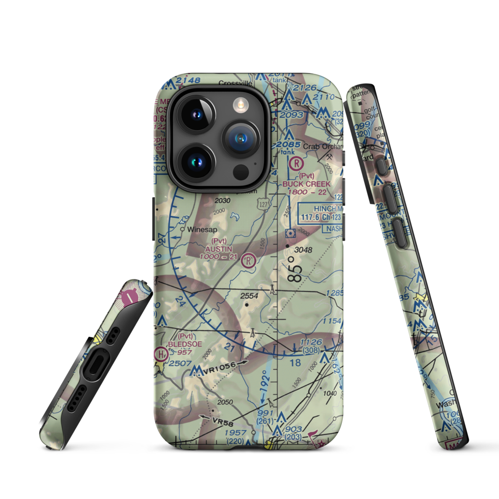 Austin Field (TN66) VFR Sectional  Tough iPhone Case iPhone 15 Pro model shown