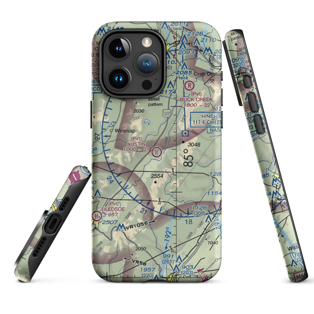 Austin Field (TN66) VFR Sectional  Tough iPhone Case iPhone 15 Pro Max model shown