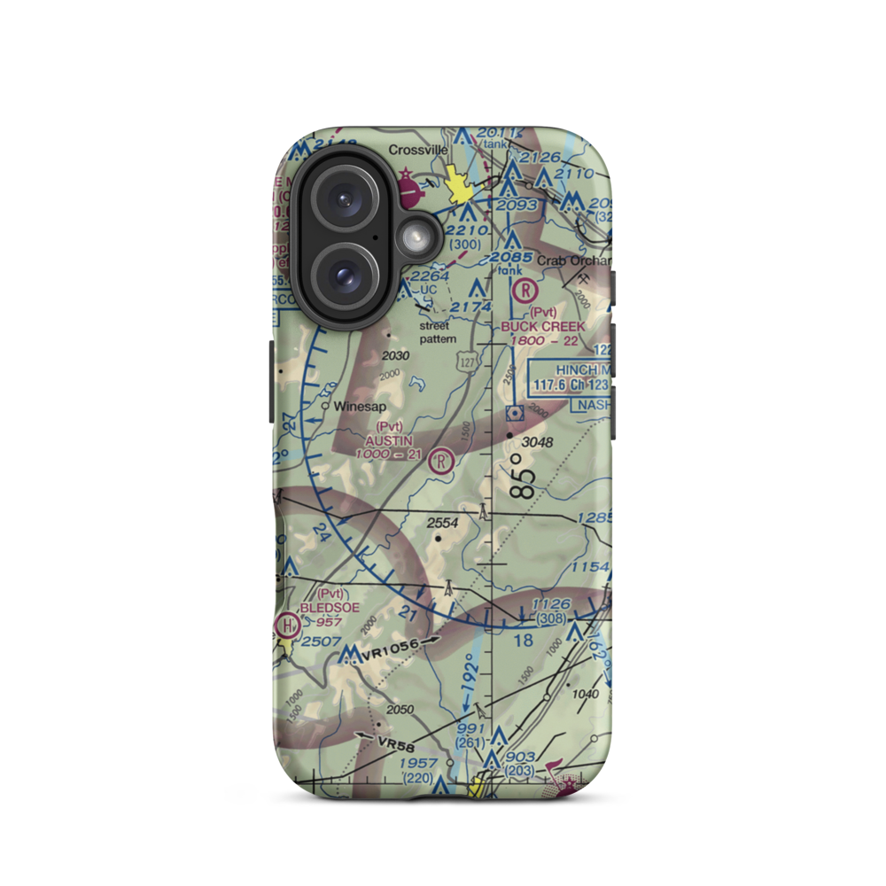 Austin Field (TN66) VFR Sectional  Tough iPhone Case iPhone 16 model shown