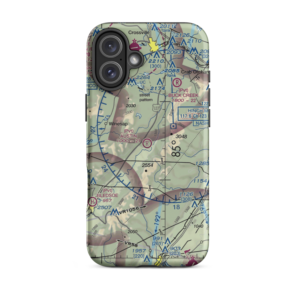 Austin Field (TN66) VFR Sectional  Tough iPhone Case iPhone 16 Plus model shown