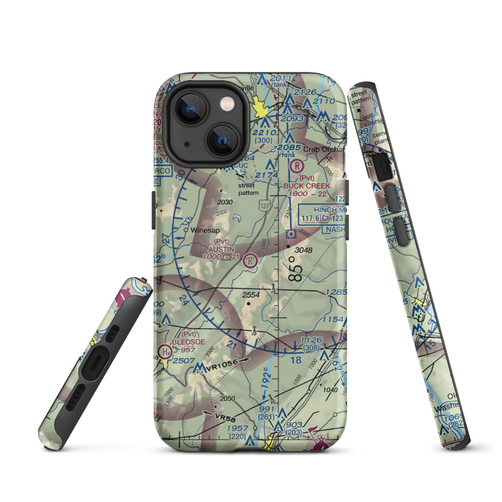 Austin Field (TN66) VFR Sectional  Tough iPhone Case iPhone 13 model shown