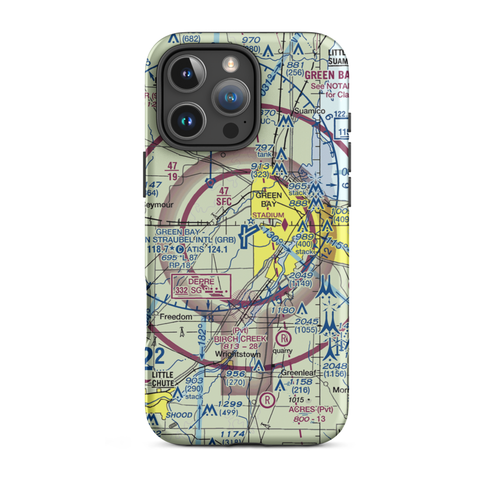 Austin Straubel International Airport (GRB) VFR Sectional  Tough iPhone Case iPhone 16 Pro Max model shown