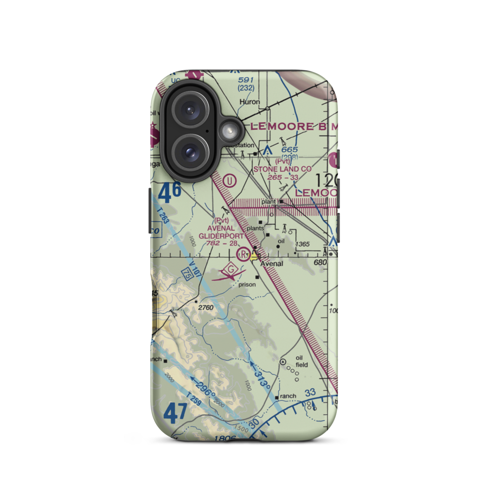 Avenal Gliderport (CA69) VFR Sectional  Tough iPhone Case iPhone 16 model shown