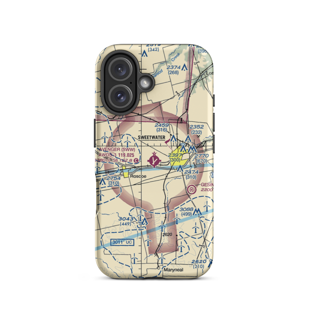 Avenger Field (SWW) VFR Sectional  Tough iPhone Case iPhone 16 model shown
