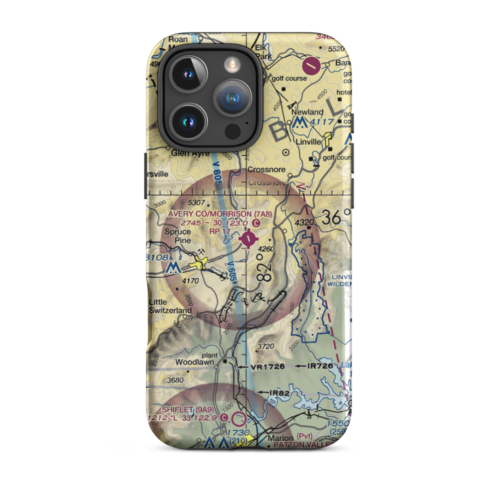 Avery County Morrison Field (7A8) VFR Sectional  Tough iPhone Case iPhone 16 Pro Max model shown