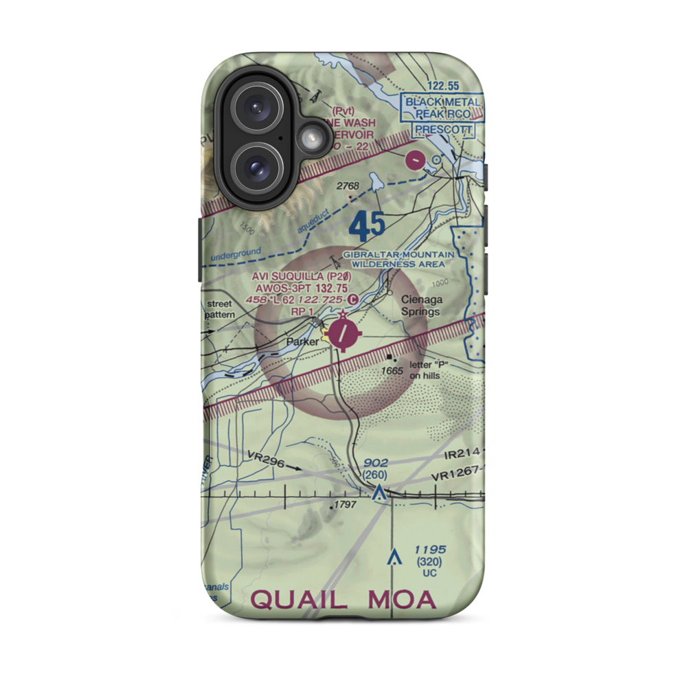 Avi Suquilla Airport (P20) VFR Sectional  Tough iPhone Case iPhone 16 Plus model shown