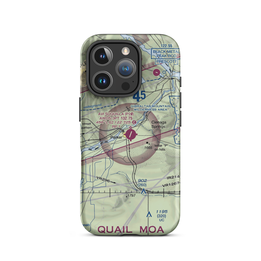 Avi Suquilla Airport (P20) VFR Sectional  Tough iPhone Case iPhone 16 Pro model shown