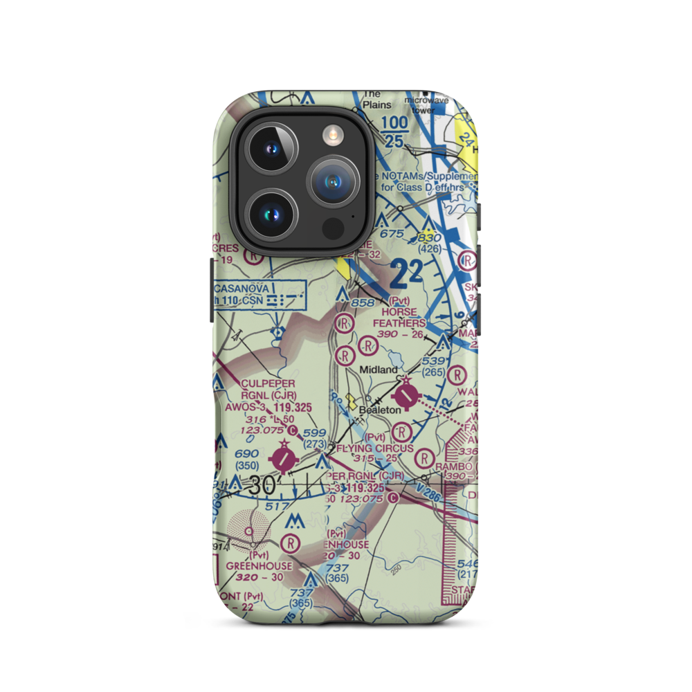 Aviacres Airport (3VA2) VFR Sectional  Tough iPhone Case iPhone 16 Pro model shown
