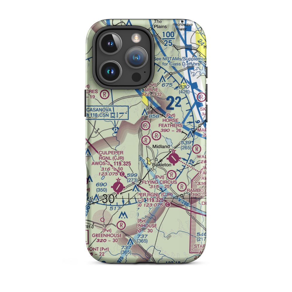 Aviacres Airport (3VA2) VFR Sectional  Tough iPhone Case iPhone 16 Pro Max model shown