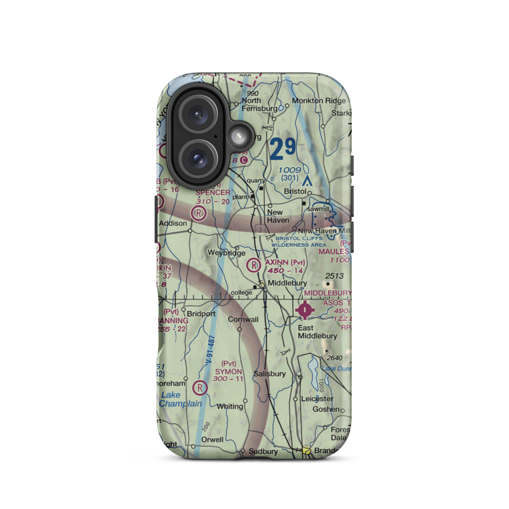 Axinn Airport (VT14) VFR Sectional  Tough iPhone Case iPhone 16 model shown