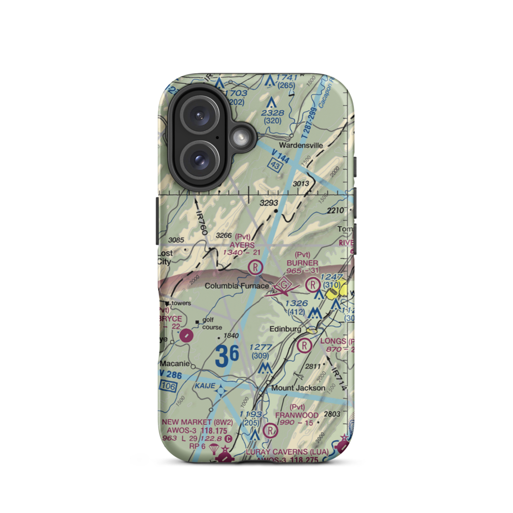 Ayers Airport (VA93) VFR Sectional  Tough iPhone Case iPhone 16 model shown
