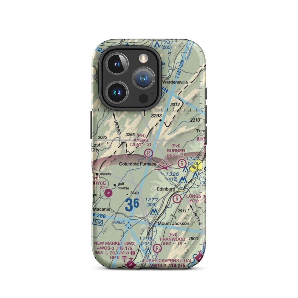 Ayers Airport (VA93) VFR Sectional  Tough iPhone Case iPhone 16 Pro model shown