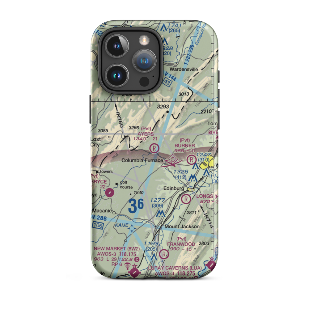 Ayers Airport (VA93) VFR Sectional  Tough iPhone Case iPhone 16 Pro Max model shown