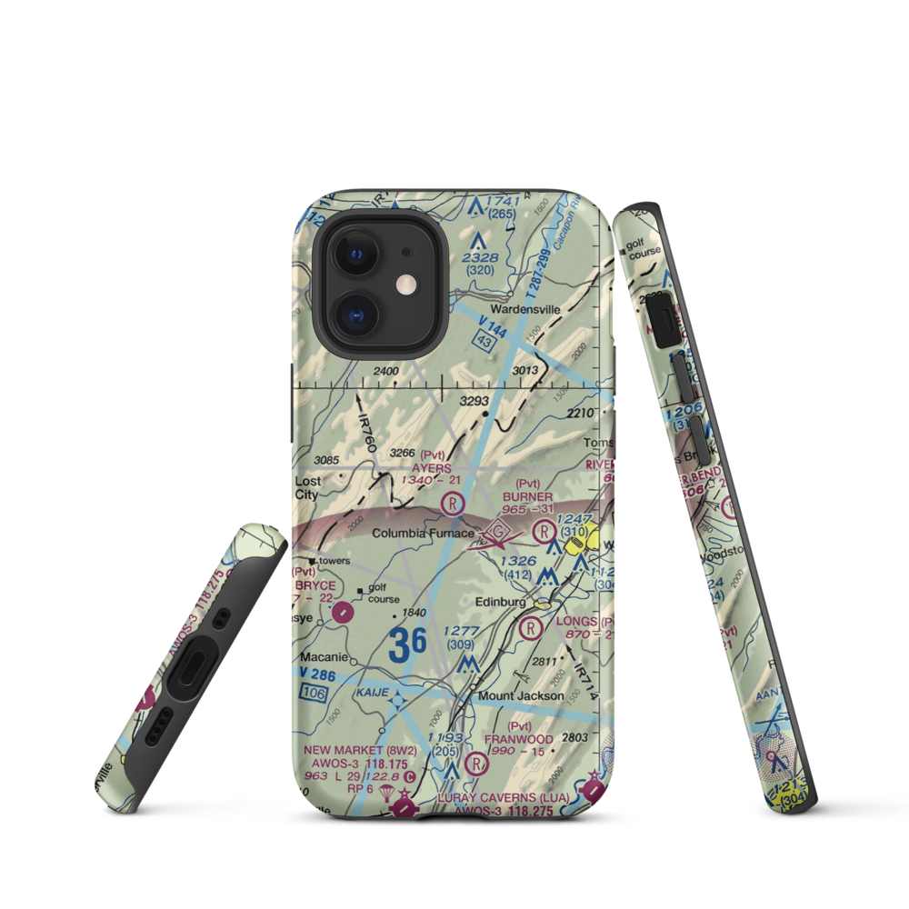 Ayers Airport (VA93) VFR Sectional  Tough iPhone Case iPhone 12 mini model shown