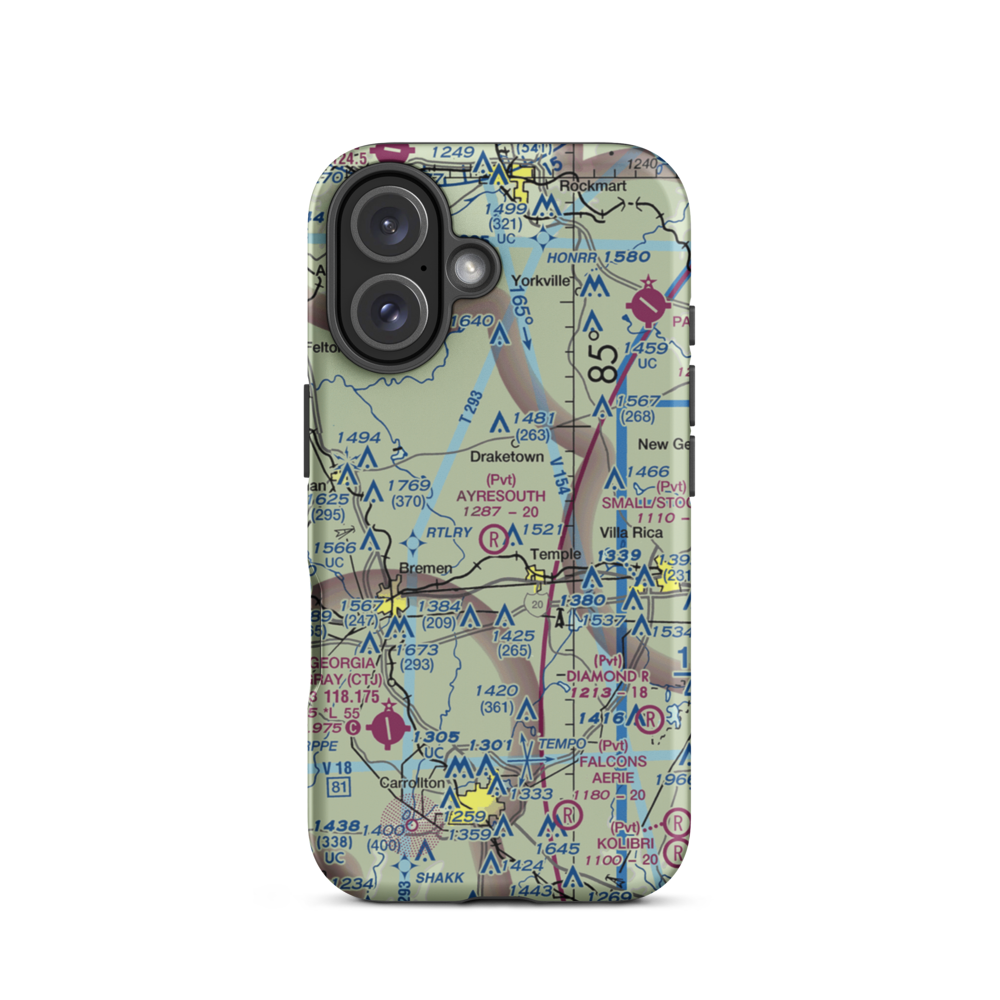 Ayresouth Airport (0GA3) VFR Sectional  Tough iPhone Case iPhone 16 model shown