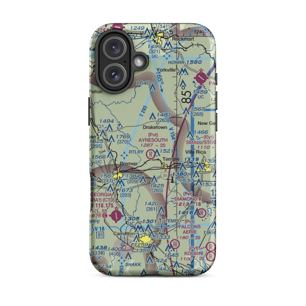 Ayresouth Airport (0GA3) VFR Sectional  Tough iPhone Case iPhone 16 Plus model shown