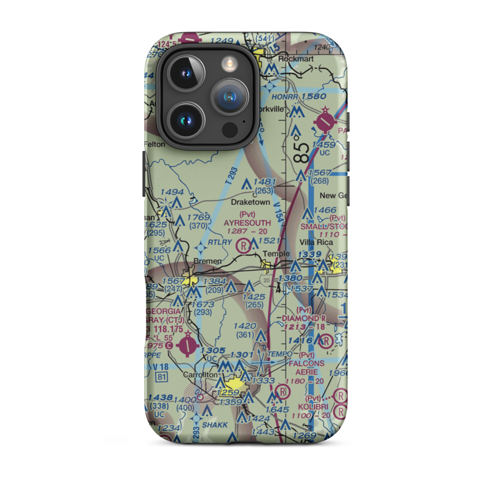 Ayresouth Airport (0GA3) VFR Sectional  Tough iPhone Case iPhone 16 Pro Max model shown