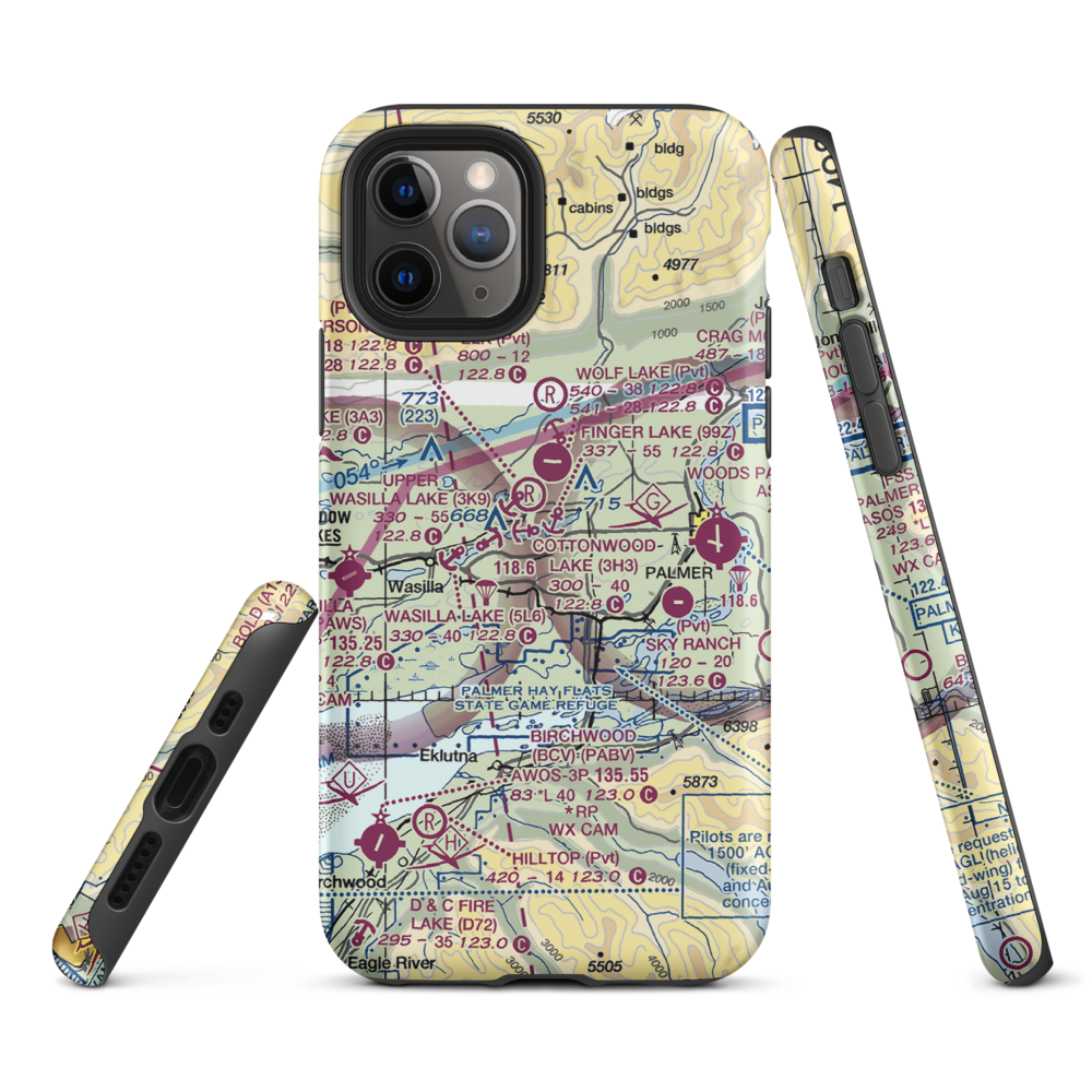 B & B Boys Ranch Airport (3AK6) VFR Sectional  Tough iPhone Case iPhone 11 Pro model shown