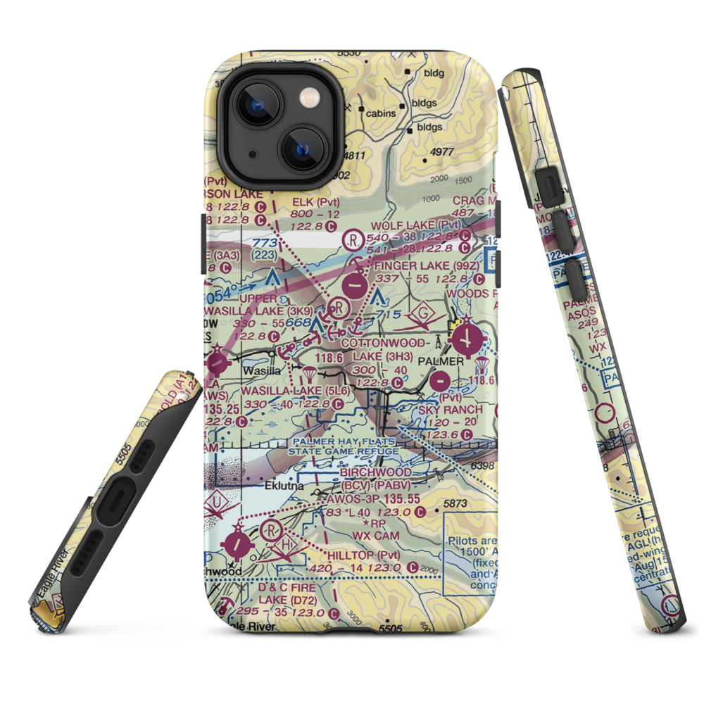 B & B Boys Ranch Airport (3AK6) VFR Sectional  Tough iPhone Case iPhone 14 Plus model shown