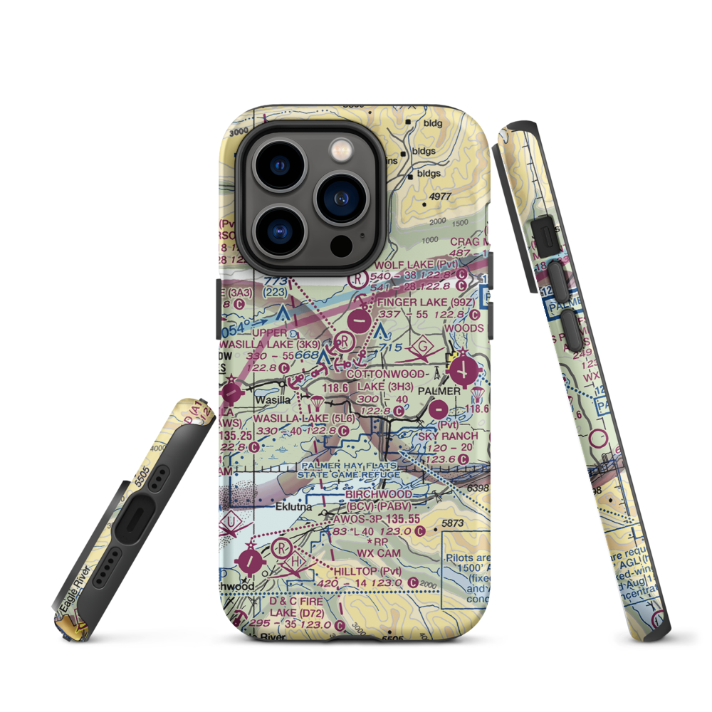 B & B Boys Ranch Airport (3AK6) VFR Sectional  Tough iPhone Case iPhone 14 Pro model shown