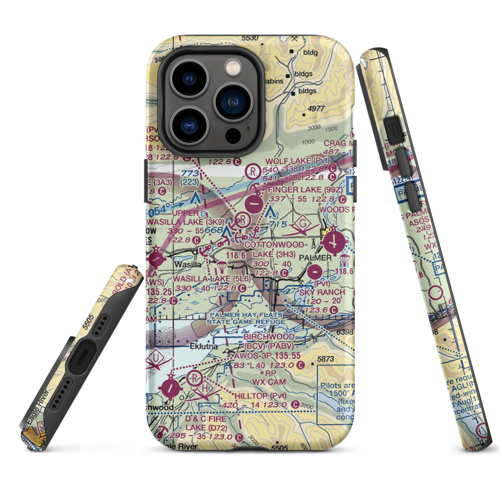 B & B Boys Ranch Airport (3AK6) VFR Sectional  Tough iPhone Case iPhone 14 Pro Max model shown