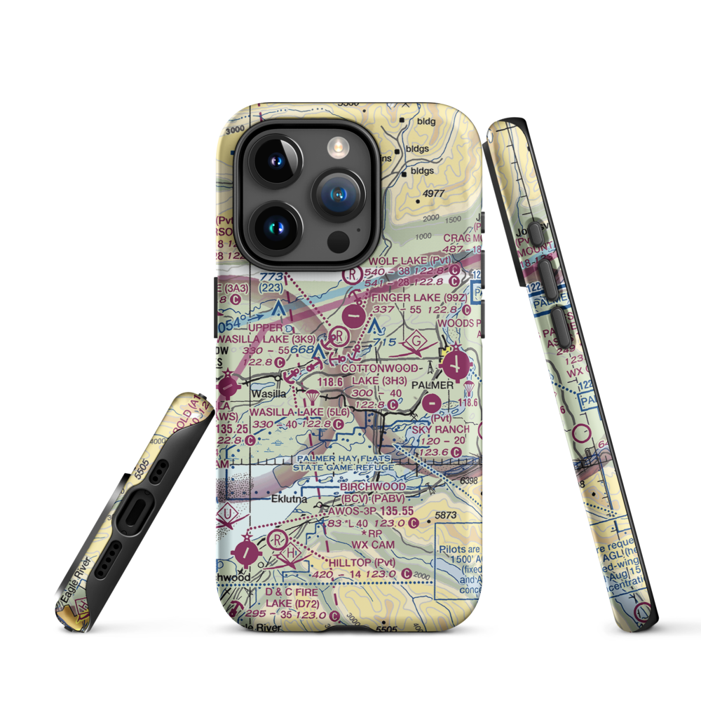 B & B Boys Ranch Airport (3AK6) VFR Sectional  Tough iPhone Case iPhone 15 Pro model shown