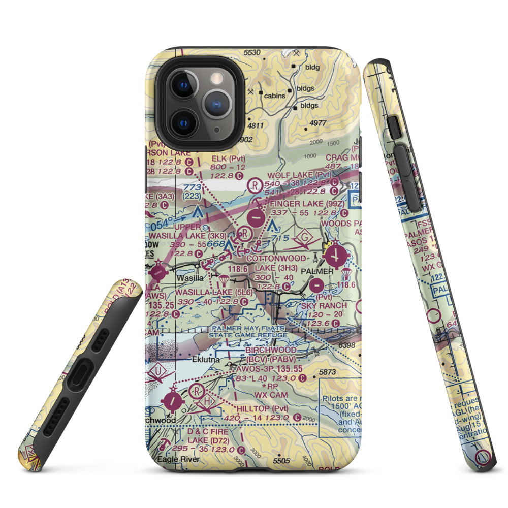 B & B Boys Ranch Airport (3AK6) VFR Sectional  Tough iPhone Case iPhone 11 Pro Max model shown
