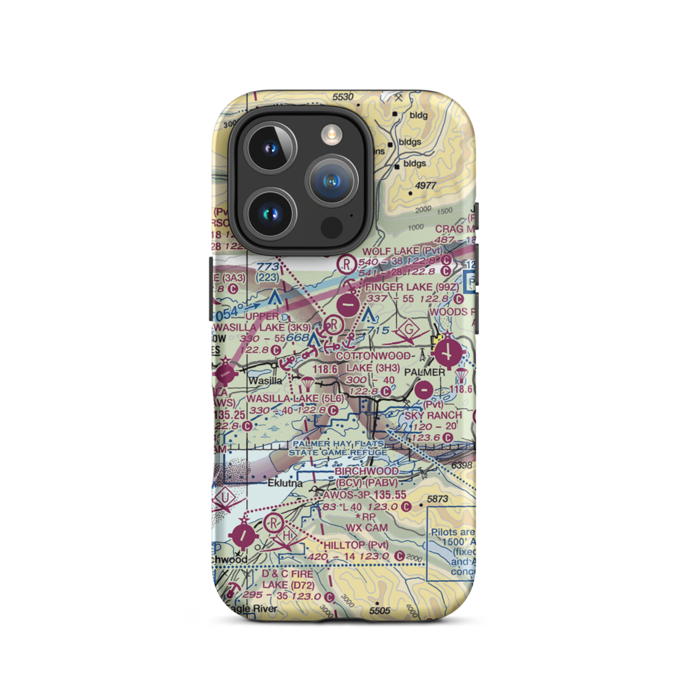 B & B Boys Ranch Airport (3AK6) VFR Sectional  Tough iPhone Case iPhone 16 Pro model shown