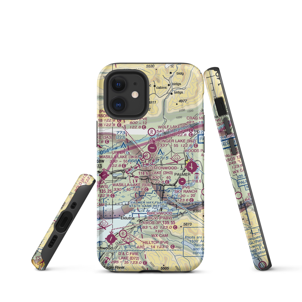 B & B Boys Ranch Airport (3AK6) VFR Sectional  Tough iPhone Case iPhone 12 mini model shown
