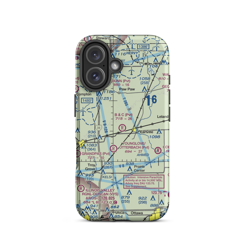 B & C Airport (IL99) VFR Sectional  Tough iPhone Case iPhone 16 model shown