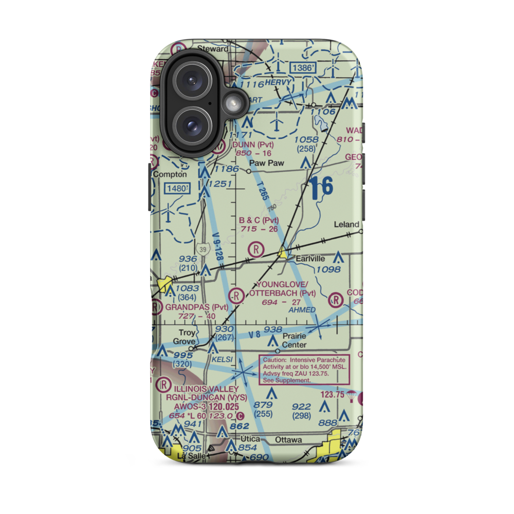 B & C Airport (IL99) VFR Sectional  Tough iPhone Case iPhone 16 Plus model shown