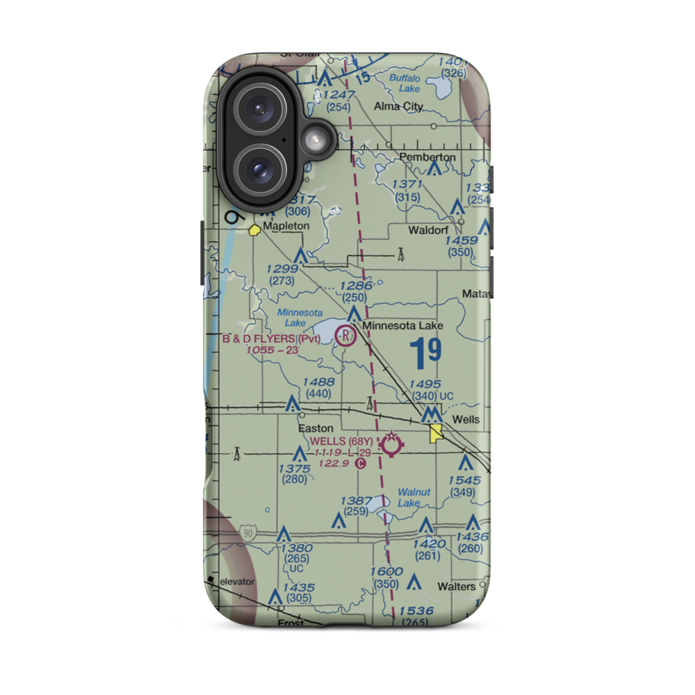 B & D Flyers International Airport (MN74) VFR Sectional  Tough iPhone Case iPhone 16 Plus model shown