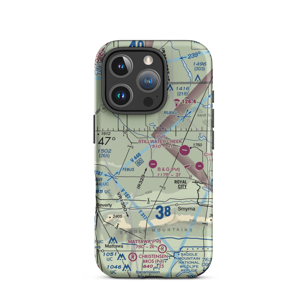 B & G Farms Airport (4WA0) VFR Sectional  Tough iPhone Case iPhone 16 Pro model shown