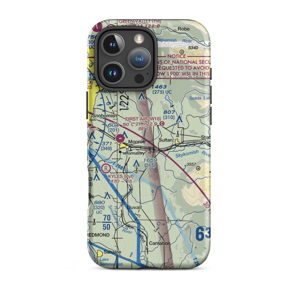 B & M Ranch Airport (5WA2) VFR Sectional  Tough iPhone Case iPhone 16 Pro Max model shown