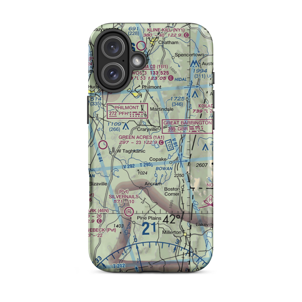 B Flat Farm Airport (3NK8) VFR Sectional  Tough iPhone Case iPhone 16 Plus model shown