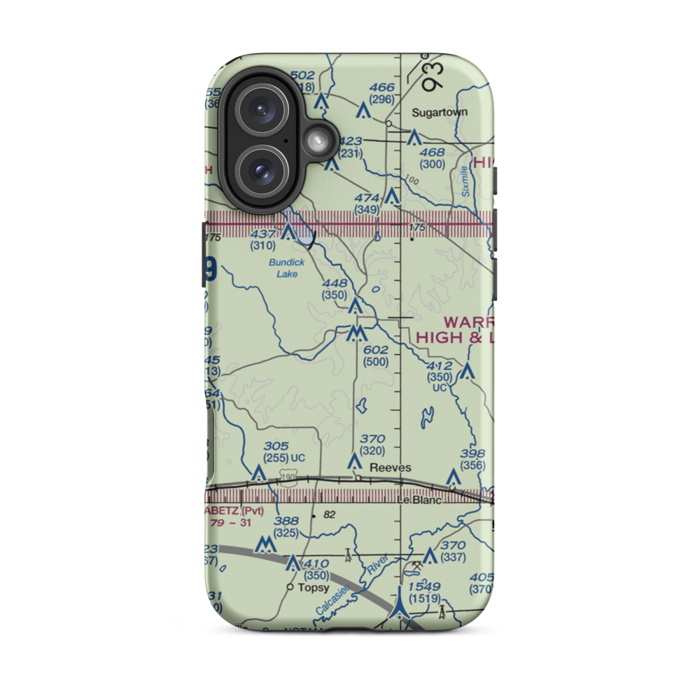 B T & K H Ranch Airport (44LA) VFR Sectional  Tough iPhone Case iPhone 16 Plus model shown