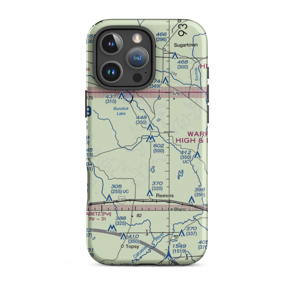 B T & K H Ranch Airport (44LA) VFR Sectional  Tough iPhone Case iPhone 16 Pro Max model shown