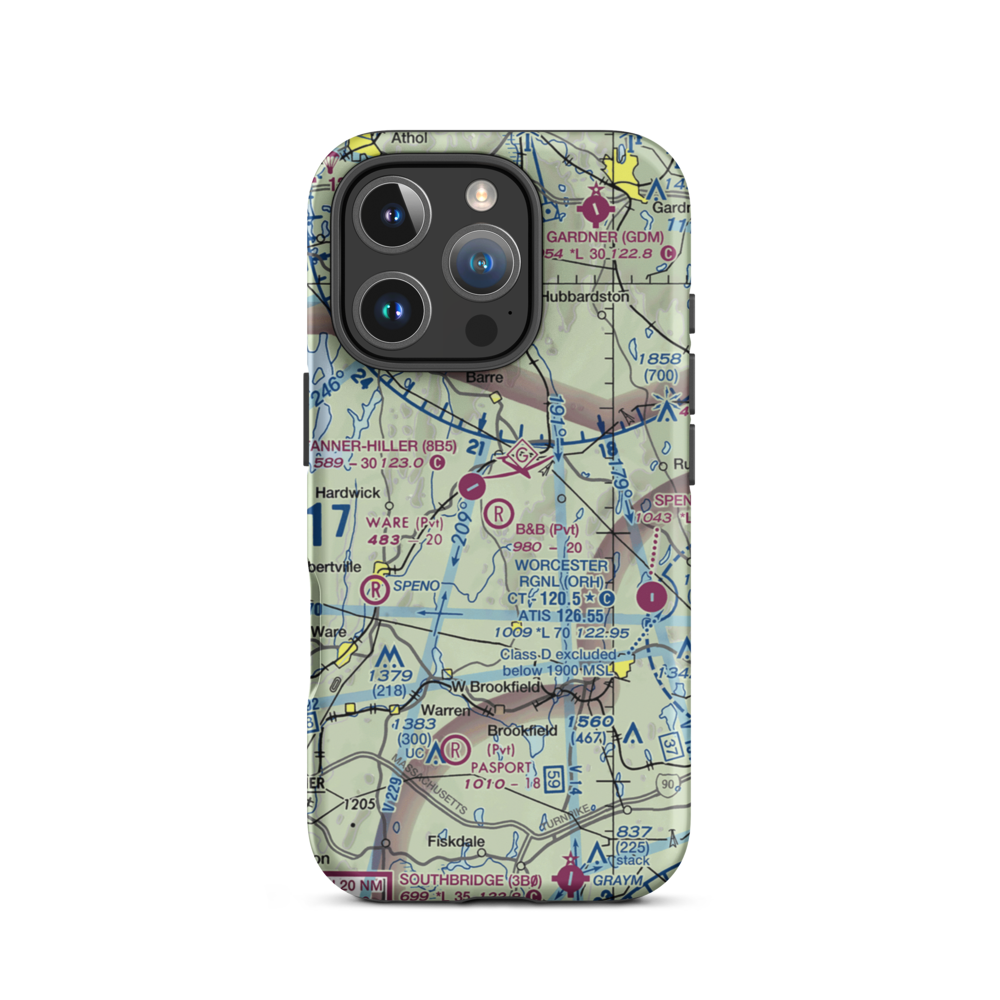 B&B Farm Airport (MA89) VFR Sectional  Tough iPhone Case iPhone 16 Pro model shown