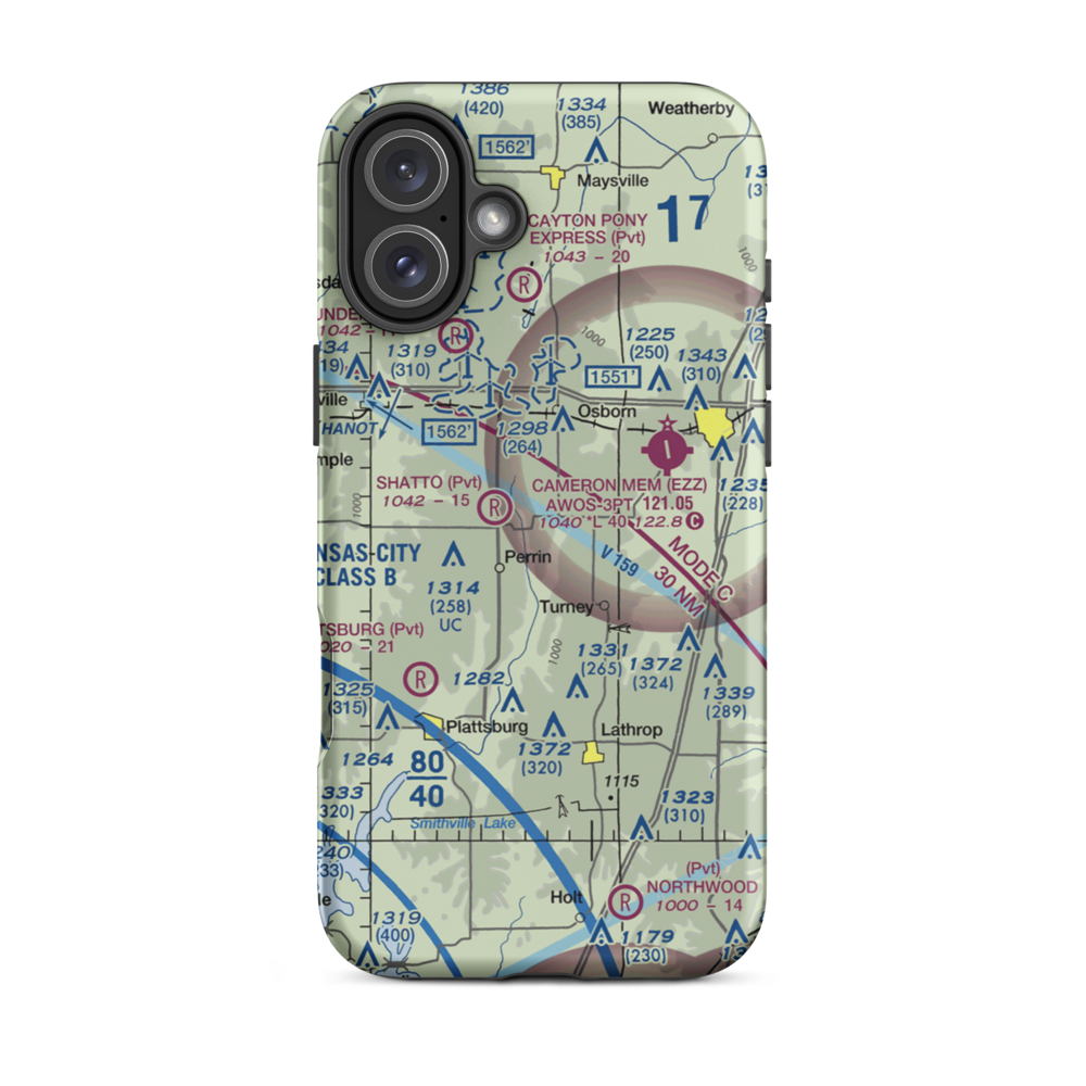 B-B Airfield (17MU) VFR Sectional  Tough iPhone Case iPhone 16 Plus model shown