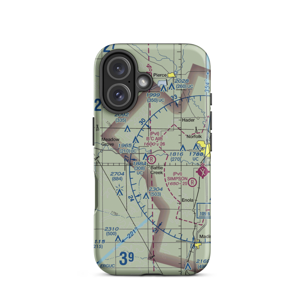 B.C. Air Airport (NE31) VFR Sectional  Tough iPhone Case iPhone 16 model shown